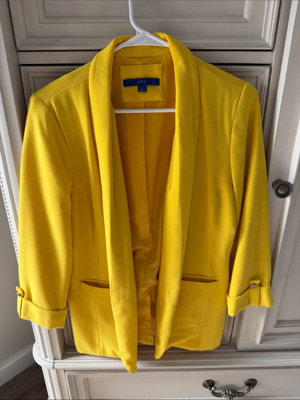Apt. 9 Yellow Open-Front Shawl Collar Blazer